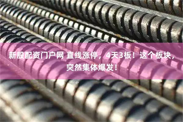 新股配资门户网 直线涨停，4天3板！这个板块，突然集体爆发！